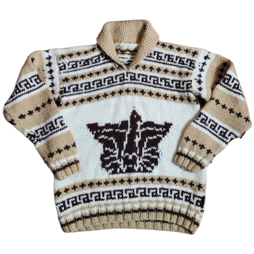 Hand-made Vintage Cowichan Style Wool Pullover Sweater Unisex